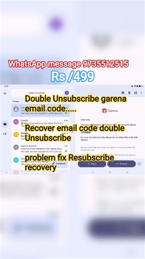 Double Unsubscribe garena email code Recover email code Resubscribe recovery email code #freefire