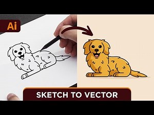 Adobe Illustrator Tutorial: Create Vector Dog from Sketch (HD)