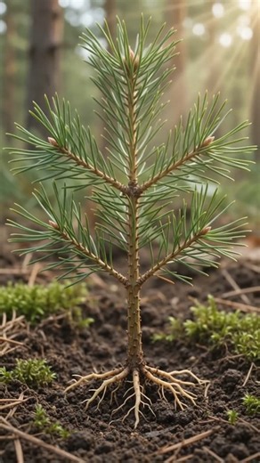 Fall a pine seed on the fertile soil, grow a pine tree, gives pine cones.