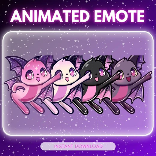 ANIMATED Emotes Twitch & Discord - Bat Disco Party Emote <3 - Two in One Emotes, Chibi Bat Animated Emote, Perfect for Bat and Goth Vibes - Etsy