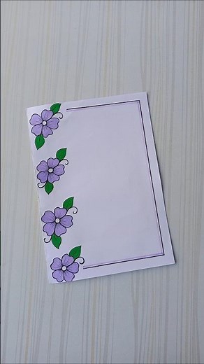 Purple Flower Border Design | Elegant Handmade Project Frame/6 easy border/Priyanka Gunwal #shorts