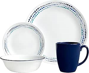 Corelle Livingware 16-Piece Dinnerware Set, Ocean Blues, Service for 4