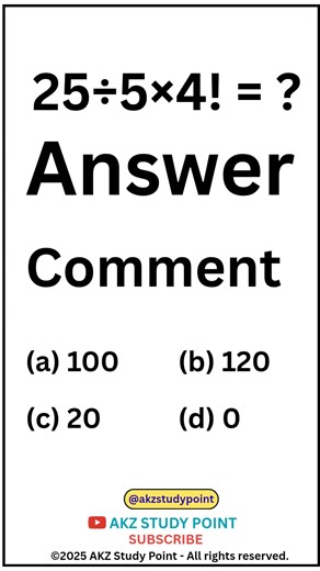 99% Fail This Math Test! 😱 25÷5×4! = ?