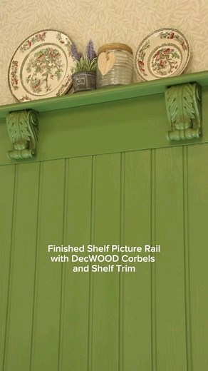 DecWOOD Mouldings on Instagram: "Easy Picture Rail Shelves👌💚 Create the perfect picture rail with our Small Acanthus Corbels as the brackets, plus jazz up the shelf with our Capping Bead.✨️ What do you guys think of this idea? Featured Products: 019/D Small Acanthus Corbel 488/D Small Shelf Capping Bead . . . #decwood #picturerail #picturerails #shelfrail #dadorails #traditionalinteriors #englishinterior #greeninterior #interiors #interiordesigner #diyinteriors #interiorideas"