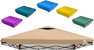 10x10 Pop Up Canopy Replacement Top Cover with Air Vent for Straight Leg Canopy Tent, Waterproof for Outdoor Garden Patio Camping Sun Shade(Top Only) (Khaki)
