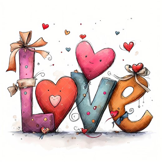 Quirky Valentine Day Clipart: Whimsical Graphics (digital Download - 48 Jpgs) - Etsy