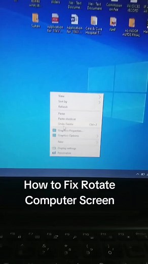 How To Fix Rotate Computer Screen in Windows 10 1. Right click on Computer Screen, Click on Display Setting, Scroll Down and Select Lanndscape option from Orientation Menu 2. CTRL Alt Up Arrow Mazeed maloomat keliye raabta karein 0305-5600612 Aqib Maqbool Maqbool Solutions, Talagang #trainingvideo #windowbasics #basics #training #computer