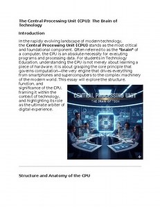Central Processing in Technology Education - Reading Passage and x 10 Questions