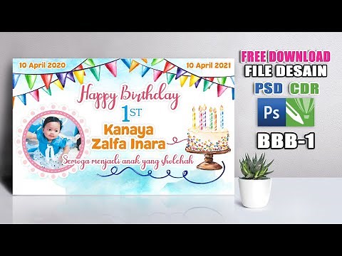 Tutorial Cara Membuat Spanduk Ulang Tahun Birthday || Desain Banner Happy Birthday untuk anak