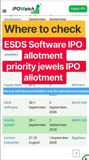 How to check Esds Software solution IPO allotment | Priority Jewels Allotment status how to check