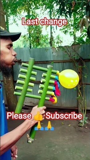 DIY Bamboo Balloon Shooter 💥 | Powerful Air Pressure Experiment #diy #bambooshooter
