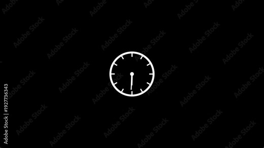Abstract Wall clock icon with moving arrows in 12 hour loop. And 24 hours day fast speed with moving timer, clock animation.