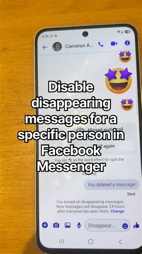 Disable disappearing messages for a specific person in Facebook Messenger
