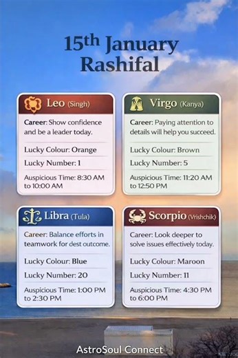 15 January 2026 Rashifal | Leo Virgo Libra Scorpio | Daily Horoscope