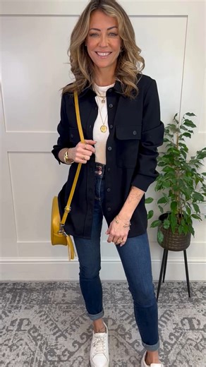 Spring outfit inspo 🌸 How would you style this spring essential? https://highstreetoutlet.com/products/black-twin-pocket-shirt | Highstreet Outlet
