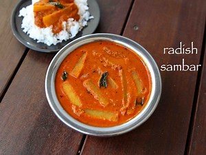 mullangi sambar recipe | radish sambar | moolangi or mooli sambar