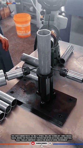 Multi Spindle Drilling Technology: Simultaneous Radial Boring for Precision Pipe Perforation #tech