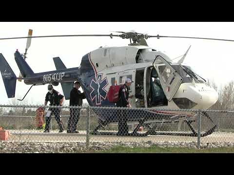 BK-117 Medivac Helicopter Departs Mid-Michigan Hospital: West Branch, Michigan