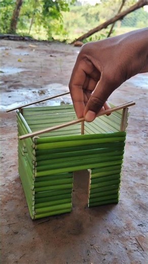 🎋 Simple Bamboo House Craft | Easy Mini House Making Idea