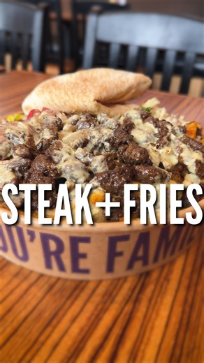 Fries instead of rice? Absolutely. 🍟🥩 Fresh Mezza Spiced Fries, deeply savoury steak and our vibrant Chimi-Tahini sauce make the classic steak and fries combo you didn’t know you needed. Find out what makes our Steak Plate so special: ordermezza.com/steak | Mezza Lebanese Kitchen