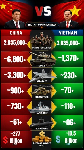 🇨🇳 China vs Vietnam 🇻🇳 Military Power Comparison 2026 ⚔️ | East Asia Military Strength