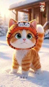 Kitten Throwing Snow: The Most Fun First “Snowball Fight” Ever! ❄️🐱⛄️🎯✨##firstsnowballfight #shorts