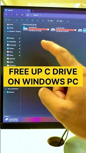 How to free up C drive on windows PC! #pctipsandtricks #windows #shorts