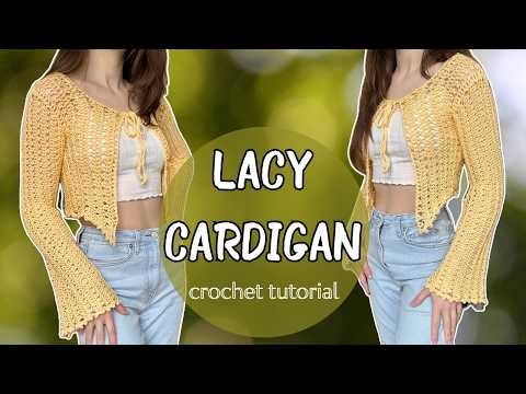 Lacy Bell Sleeve Cardigan | Beginner Friendly Crochet Tutorial