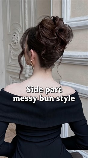 Side part messy bun tutorial✨ #hairstyle #fypviralシ #trending #shortsfeed #kpop #trending #viral