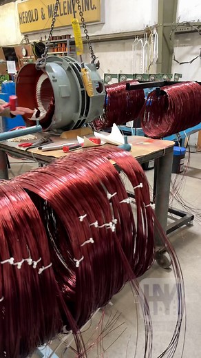 A look behind the scenes of how our guys rewind a 100 HP electric motor #fyp #foryou #viral #behindthescenes #motor #tesla #motorshop #repairshop #industrial #torque #volts #powertools #sacramento #electricmotorrepair #copper #bluecollar #mechanic #restore #rebuild #creatorsearchinsights #machine | Herold & Mielenz, Inc.