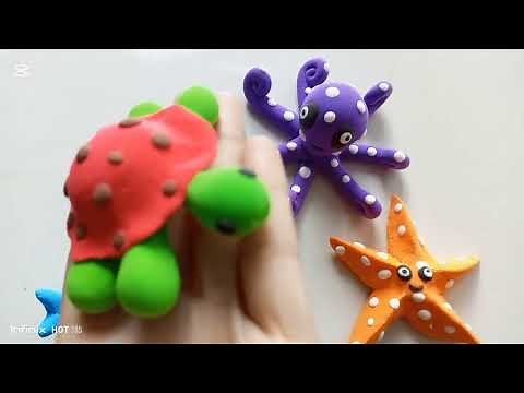 DIY how to make polymer clay sea animals//starfish ,octopus,shark,crub and turtle.