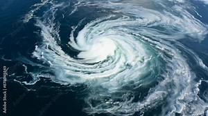 Mesmerizing sea vortex resembling Bermuda Triangle, aerial view Stock Video