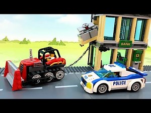 Полицейская машина Бульдозер и другие машинки у видео про Лего моушен