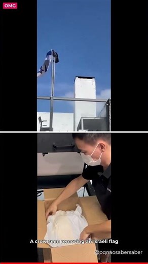 😳 You wont believe this A crow seen removing an Israeli flag