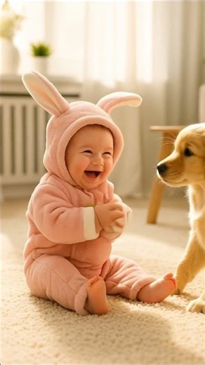 When a Baby Hugs a Puppy for the First Time #shorts