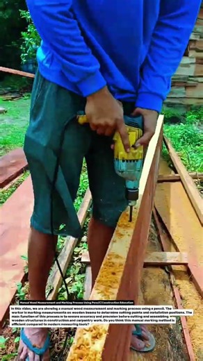 Manual Wood Measurement and Marking Process Using Pencil | Construction Education.