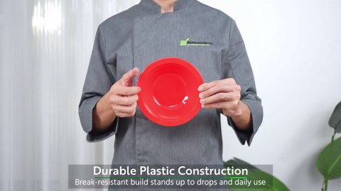 Restaurantware Plastic Red Bowl 10 Count 14 Ounce Shatterproof Polycarbonate Dishwasher Safe Durable Round Red Bowl Ideal for Cafeteria, Institutional, and Party Use