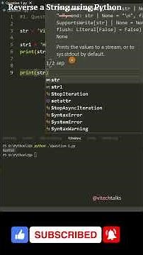 Question-1| Reverse a String in Python | Quick & Easy | #vitechtalks #learnsql #programming #python