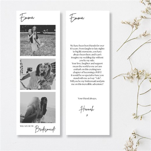 Bridesmaid Proposal Photo Strip Card, Will You Be My Bridesmaid Photo Proposal Card, Canva Editable Template (digital Download) - Etsy