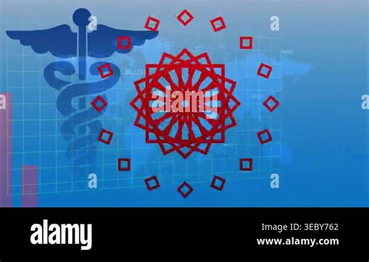 Animation of red shapes and data processing over icon and world map on blue background. Global business, computing and digital interface concept digitally generated video Stock Video Footage - Alamy