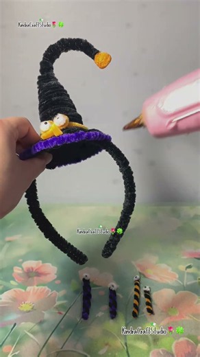 DIY Halloween.Cute & Silly Witch Headband. #Halloween #headband #sillywitch#hat #craft