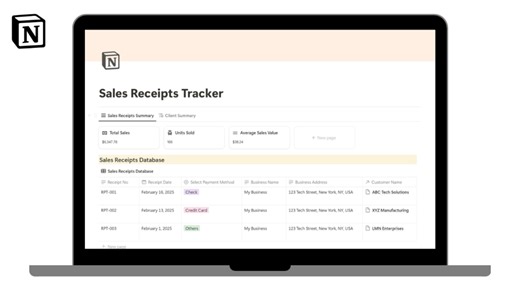 Sales Receipts Tracker