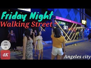 Angeles city. Night Time in the Walking Street. Met a famous blogger near closed bar.