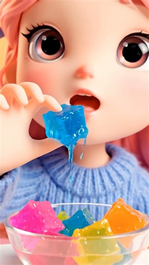 “Cute Cartoon Girl Eating Jelly ASMR 🍭💖 | So Satisfying & Soft”! #shorts #asmr #jelly #jellyeating