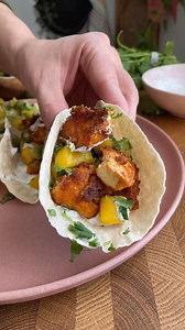 CRISPY Chipotle Tofu Tacos (recipe down below!)! These are LEGIT my fav vegan tacos I’ve ever had! My trick to getting the crispiest tofu in this recipe is tearing it into chunks with your hands and then seasoning it BEFORE adding the cornstarch. It turns out so crispy and makes for a great meat substitute. I stacked my tacos high with a simple crema sauce a mango avocado salsa which both help cut the heat from the Chipotle tofu. It’s all simple but SO GOOD! And bonus: it comes together in less 