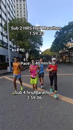 2.1K views · 103 reactions | Target Goal pace 5:40 min/km Sub 2 hrs half marathon: 1:59:33 & Sub 4 hours marathon : 3:59:06 Practice your goal pace during training  | Welfredo Piano | Facebook