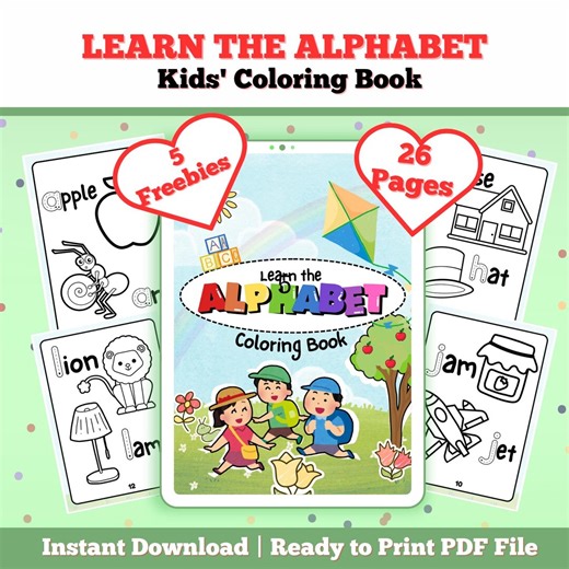 ABC Coloring Book Printable | Alphabet Coloring Pages A–Z | Toddler Preschool Workbook | Early Learning Activity - Etsy