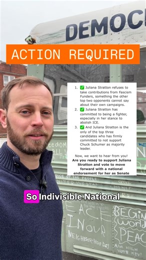 Indivisible National sent out an email to rank and file members today asking them to vote to endorse Juliana Stratton. Indivisible Illinois is not endorsing. 9 out of 61 local chapters in Illinois have endorsed: 5 for Stratton, 3 for me, and 1 for Robin Kelly. Yet, Indivisible National decided to step into this race and offer rank and file members only one candidate to choose from in their national endorsement process. And this can hardly be considered an objective process. The email praises Str