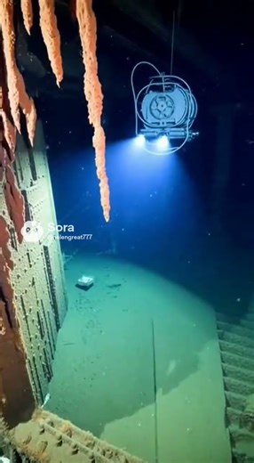 An underwater drone explores the Titanic's engine room—the forgotten machines of the deep. AI