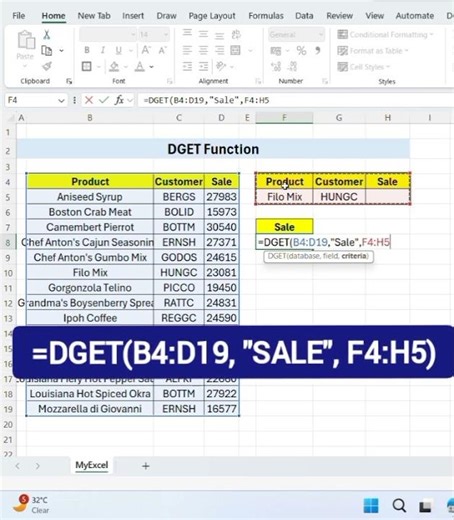 DGET Function in Excel – Find Data with Criteria in Seconds! | Excel DGET Function Explained